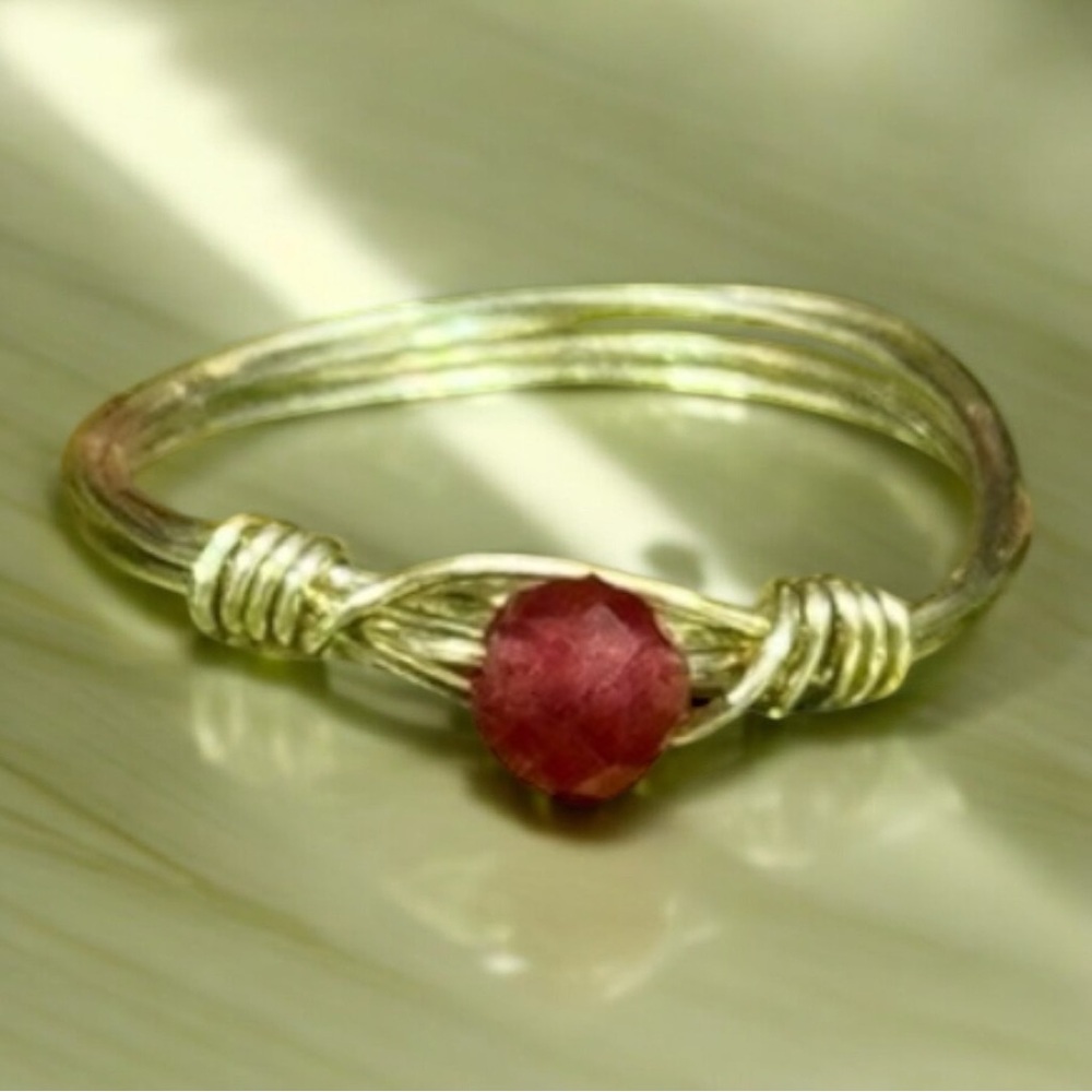 🟠Hand Wire Wrapped Petite Ruby Ring